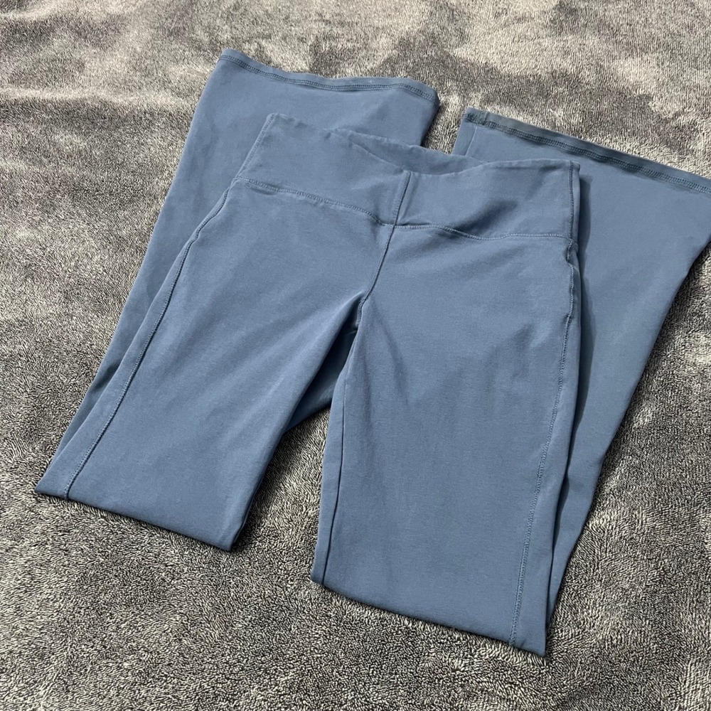 Forever 21 Women Blue Gray Flare Leggings High Rise Yoga Pants Size M Activewear